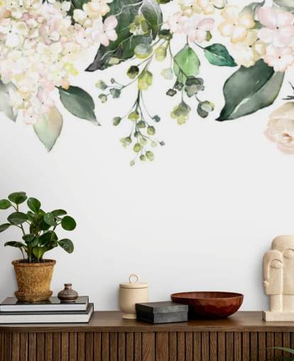 white and green flowers hanging down wallpaper