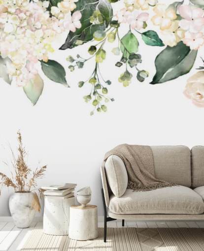 white and green flowers hanging down wallpaper