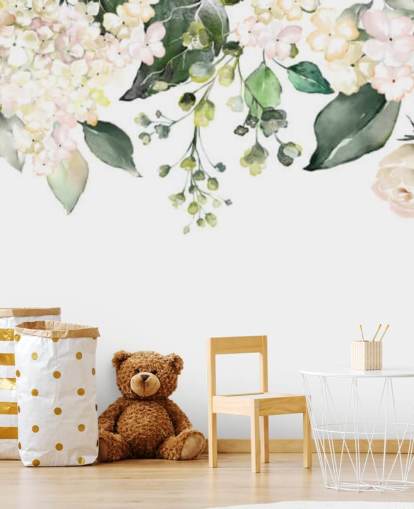 white and green flowers hanging down wallpaper