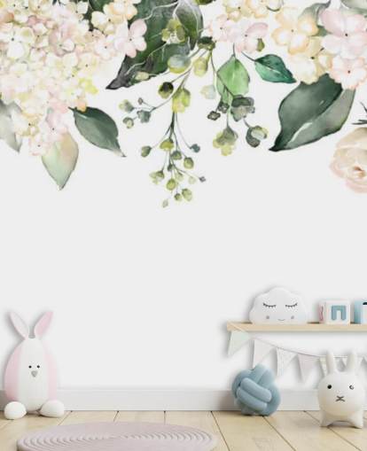 white and green flowers hanging down wallpaper