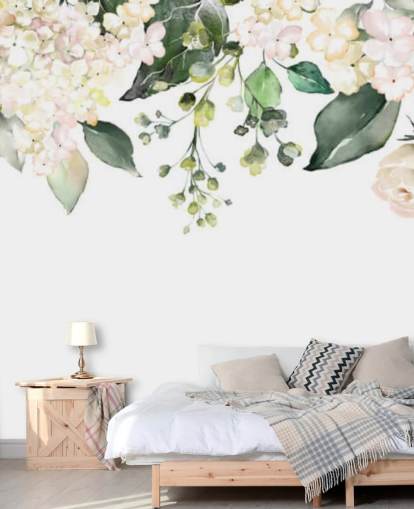 vita och gröna blommor hänger ner tapeter