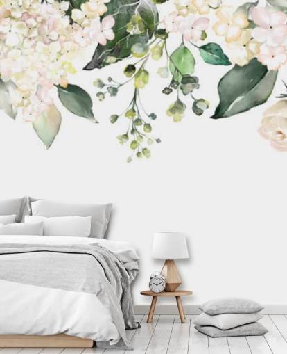 white and green flowers hanging down wallpaper