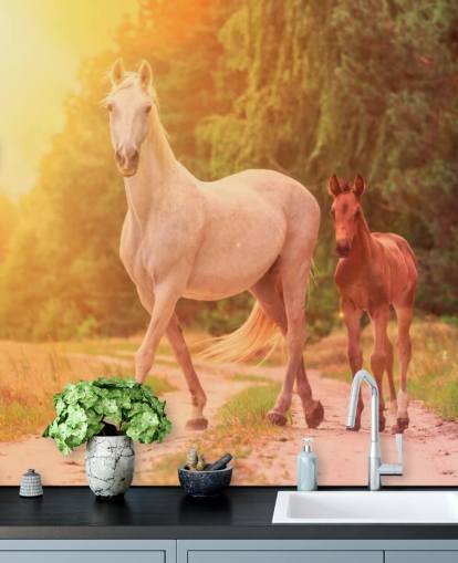 Mother and Child Horse Wallpaper