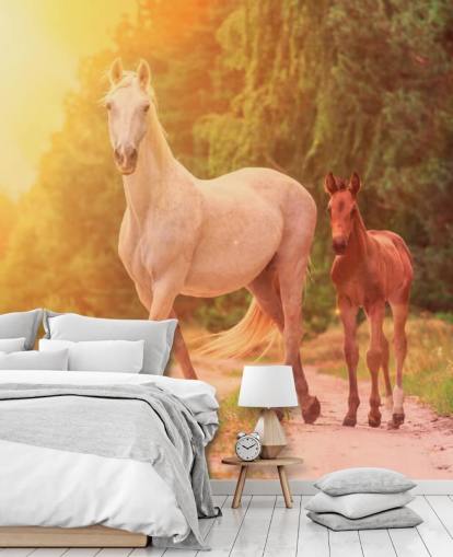 Mother and Child Horse Wallpaper
