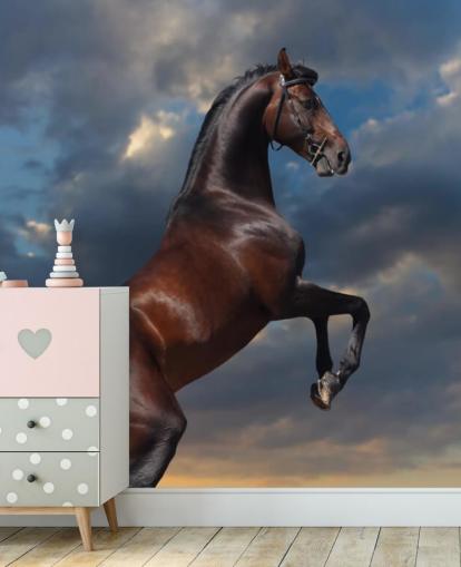 Decorazione murale con cavallo marrone scuro