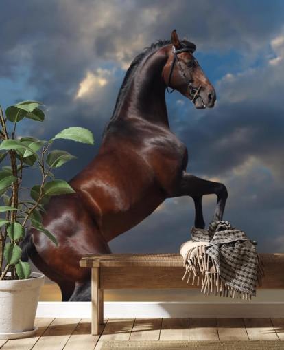 Decorazione murale con cavallo marrone scuro