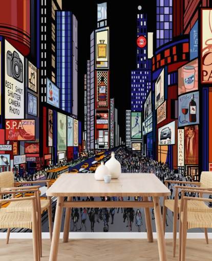 kleurrijk abstract times square behang