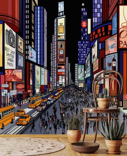 papel pintado colorido abstracto times square