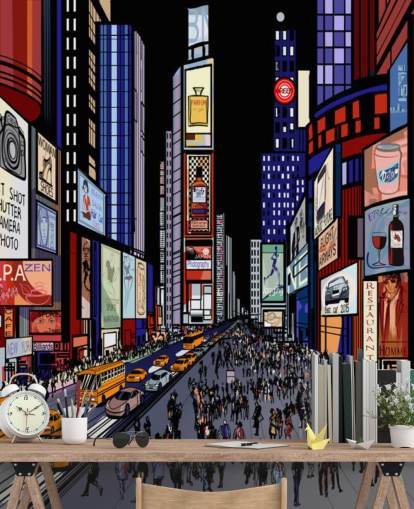 papel pintado colorido abstracto times square