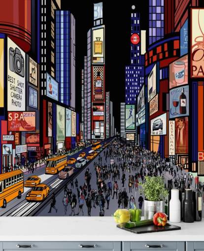carta da parati colorata astratta times square