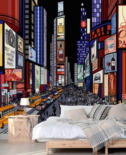 kleurrijk abstract times square behang