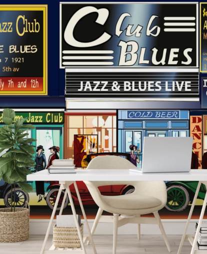 Old New York Music Hall Fronts Carta da parati