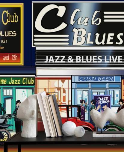 Papel de Parede Old New York Music Hall Fronts