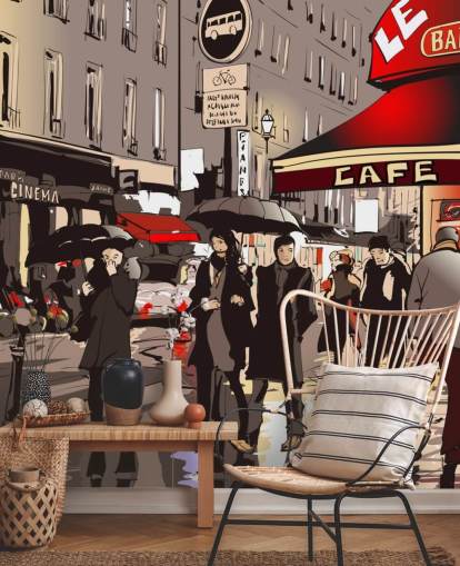 Street in Paris at Night Mural