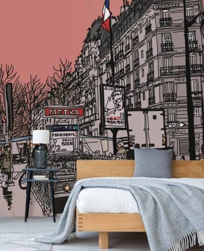 Paris Metro Station Retro Wallpaper