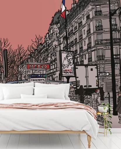 Paris Metro Station Retro Wallpaper