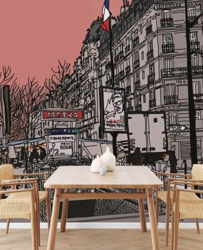 Paris Metro Station Retro Wallpaper