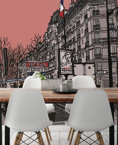 Paris Metro Station Retro Wallpaper