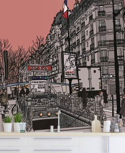 Paris Metro Station Retro Bakgrunn