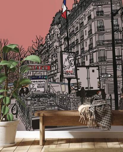 Papel pintado retro estación de metro de París