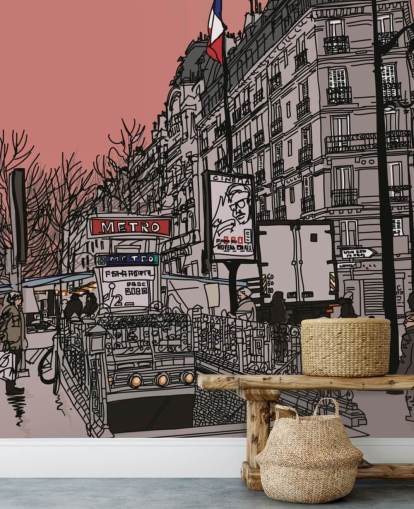 Paris Metro Station Retro Wallpaper