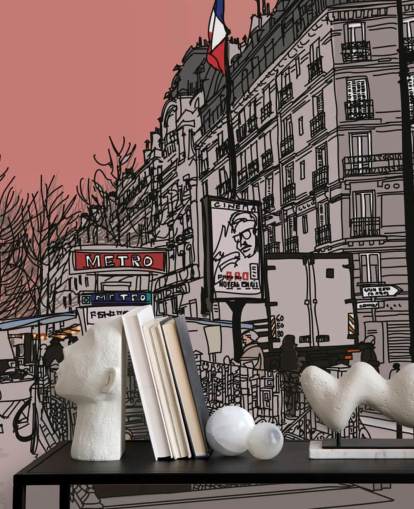 Paris Metro Station Retro Wallpaper