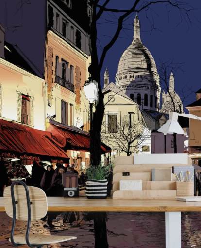 Abstrakt Paris Street Veggmaleri Abstrakt Paris Street Veggmaleri