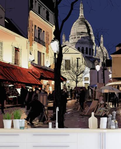 Abstrakt Paris Street Veggmaleri