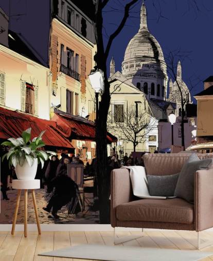 Abstract Paris Street Wall Mural