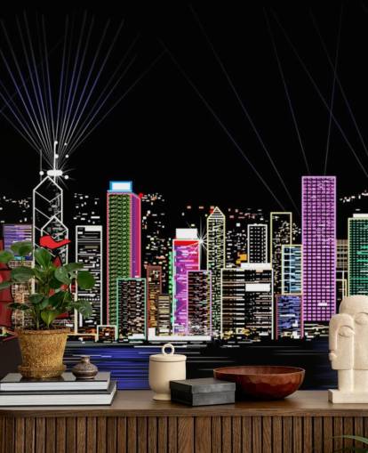 upplyst effekt hong kong stad tapeter