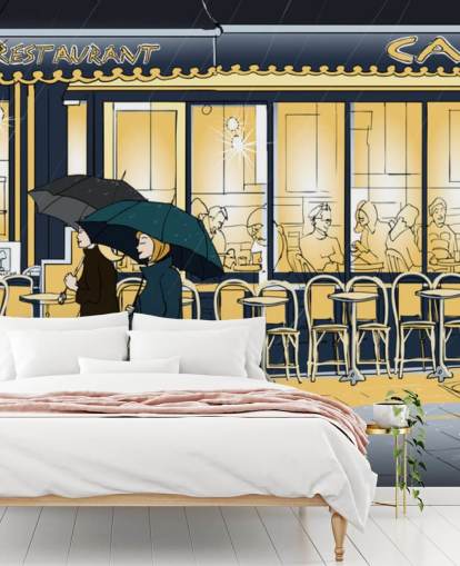 Fondo de pantalla de café azul y amarillo