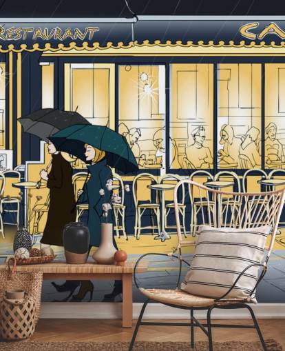 Fondo de pantalla de café azul y amarillo Fondo de pantalla de café azul y amarillo