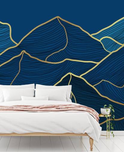 Gold und Marineblau Linie Berge Tapete Gold und Marineblau Linie Berge Tapete