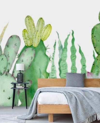 papel de parede aquarela cactos