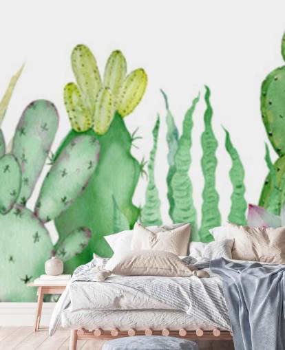 aquarel cactussen behang