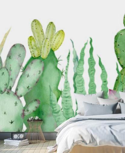 carta da parati acquerello cactus