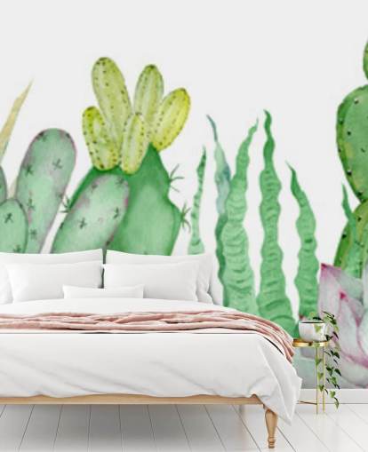 papel pintado de cactus acuarela