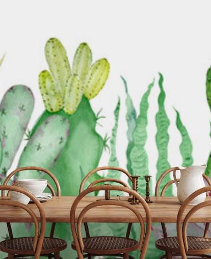 papel pintado de cactus acuarela
