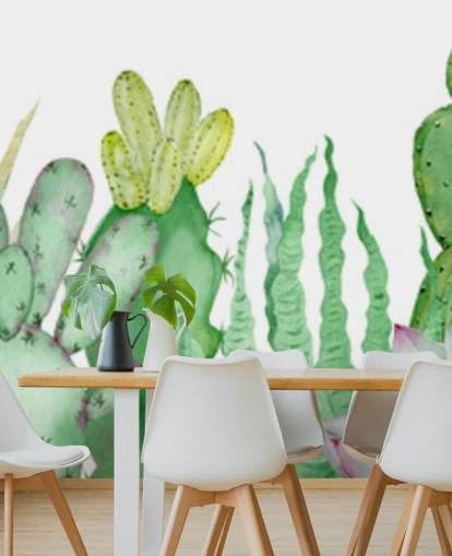 papel pintado de cactus acuarela