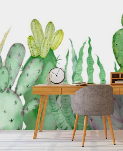 papel pintado de cactus acuarela