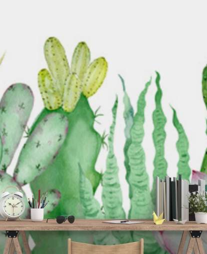 carta da parati acquerello cactus