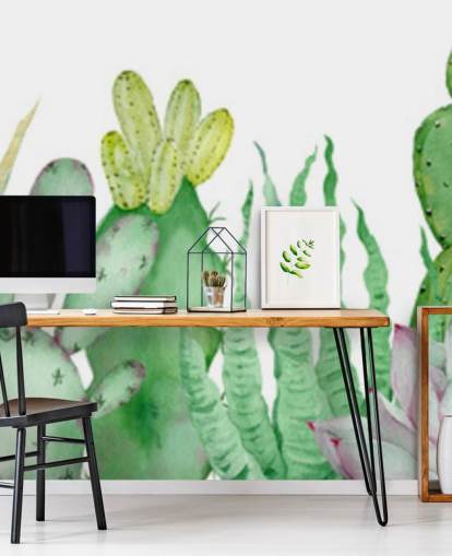 watercolour cacti wallpaper