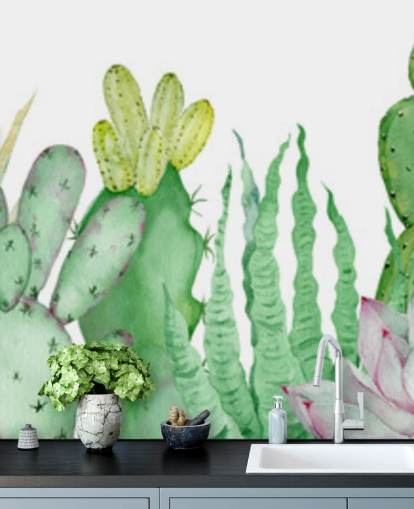 carta da parati acquerello cactus