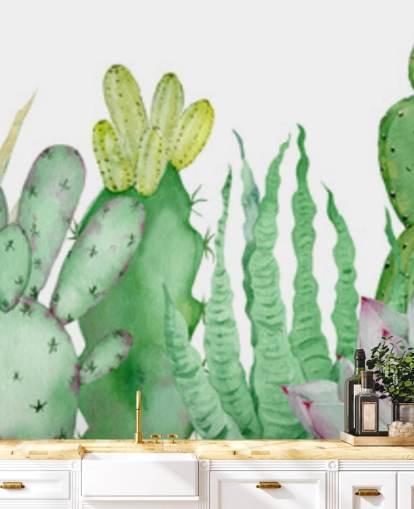 papel de parede aquarela cactos