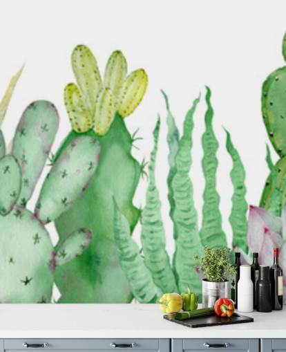 aquarel cactussen behang