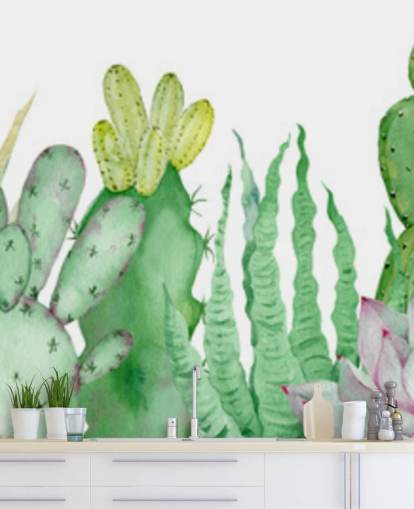 carta da parati acquerello cactus