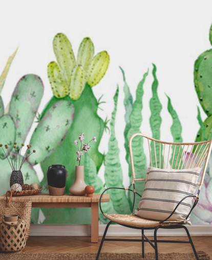 aquarel cactussen behang