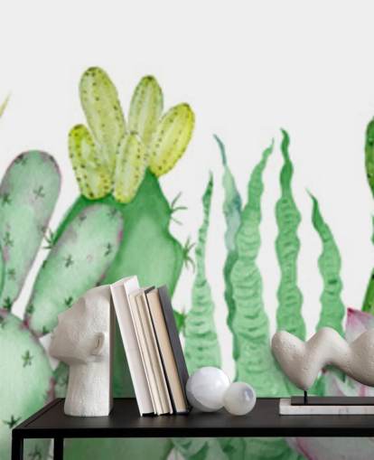 papel de parede aquarela cactos