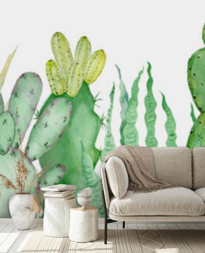 carta da parati acquerello cactus