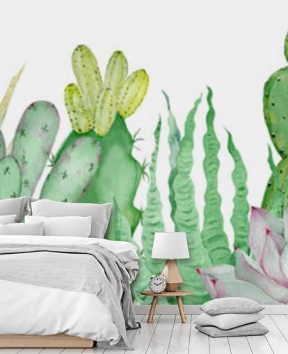 watercolour cacti wallpaper